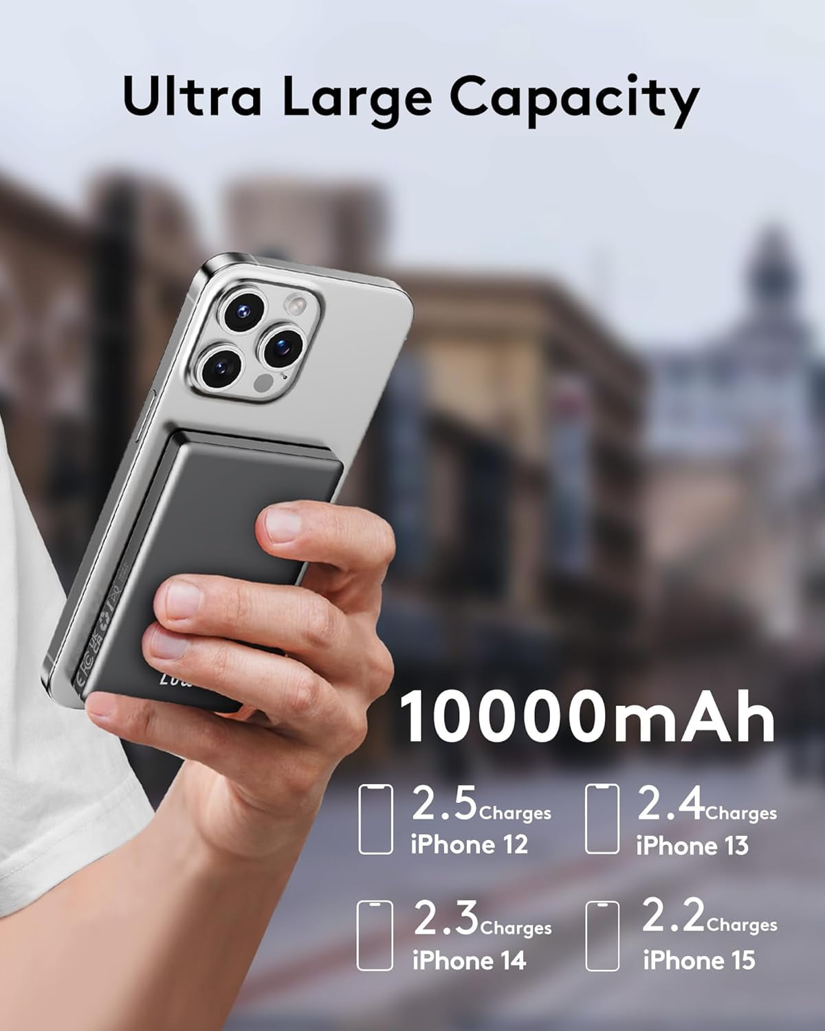 RGHJAR-for Magsafe Battery Pack, 10000mAh Slim Wireless Magnetic Power Bank with USB C Charging, Travel Essential for Magsafe Portable Charger Compatible with iPhone 17/16/15/14/13/12 Serie