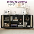 thumbnail image 3 of Dextrus 4 Door 59" Wide Wood Sideboard Storage Cabinet with Shelves, Wooden Country Retro Cabinet for Living Room, Dining Room, Hallway, Entryway, Black, 3 of 5