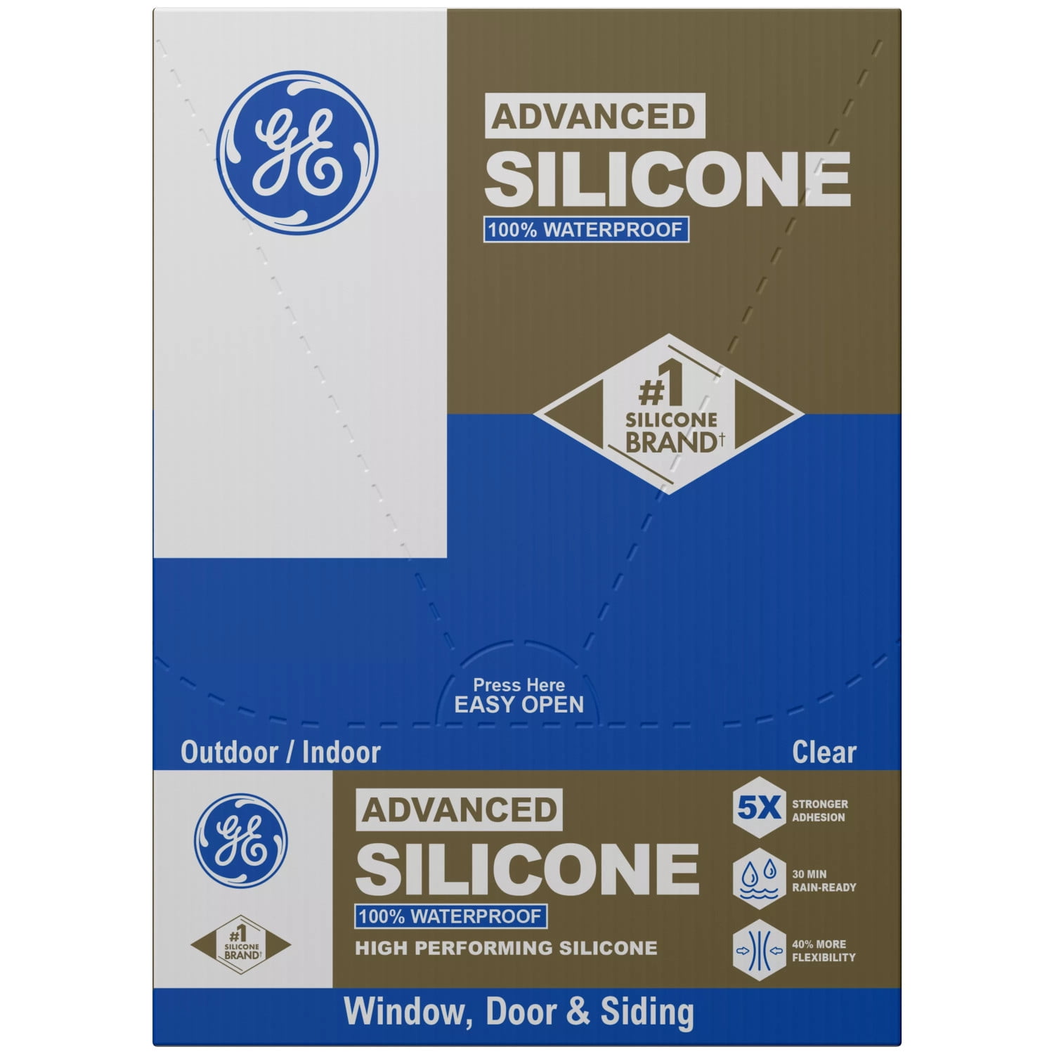 GE Advanced Silicone Window & Door Sealant, Pack of 1, Clear 2.8 fl oz Tube