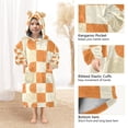 thumbnail image 3 of FORMRS Wearable Blanket Hoodie with Sleeves for Kids Cozy Flannel Sweatshirt, Orange Checkered Pattern, 3 of 7