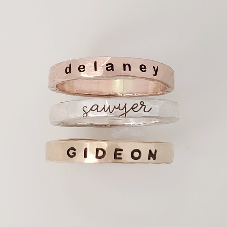 Handmade Stacking Name Ring | Gold Filled Personalized Jewelry | Mother's Day Gift
