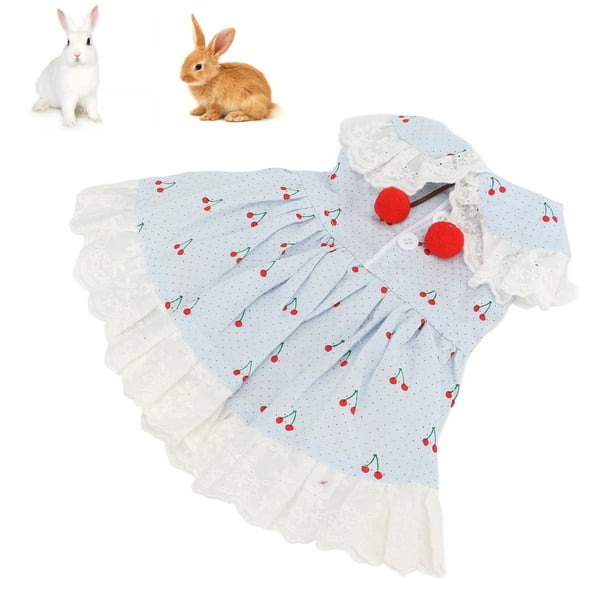 Ropa para mascotas de conejo, vestido de cereza para mascotas, falda de  cereza para conejos, chinchillas, cerditos fragantes, azul XS