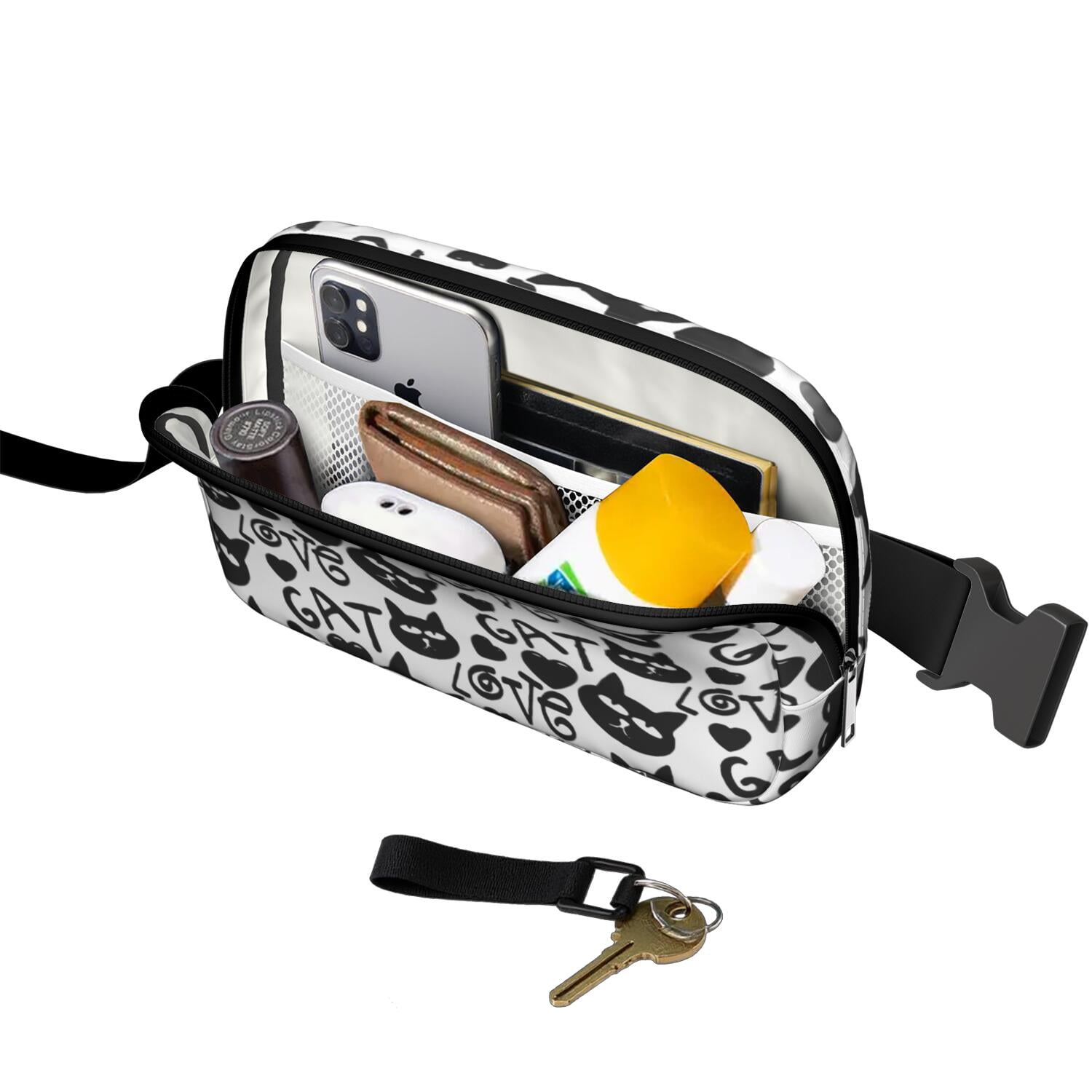 Cute Cat Print Belt Bag – Funny Pet Lovers Fanny Pack for Women with Adorable Pattern and Comfortable Adjustable Strap