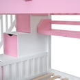 thumbnail image 6 of BELLEMAVE Kids Castle Bunk Bed with Storage Drawers, Shelf, Slide and Safety Guardrail, Full over Full Bunk Bed with Stairs, Castle Bunk Bed/Playhouse Bed for Girls, Boys, Kids(Pink), 6 of 9