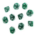 thumbnail image 2 of Juego de Dados Zulema 20 Piezas Acrílico Opaco Verde y Púrpura D10, 2 of 7