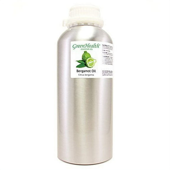 GreenHealth Bergamot Essential Oil – 32 fl oz (946 ml) Aluminum Bottle w/Plug Cap – 100% Pure