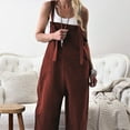 thumbnail image 3 of Women's Casual Loose Linen Cotton Jumpsuit Playsuit Trousers Overalls Clothes, 3 of 4
