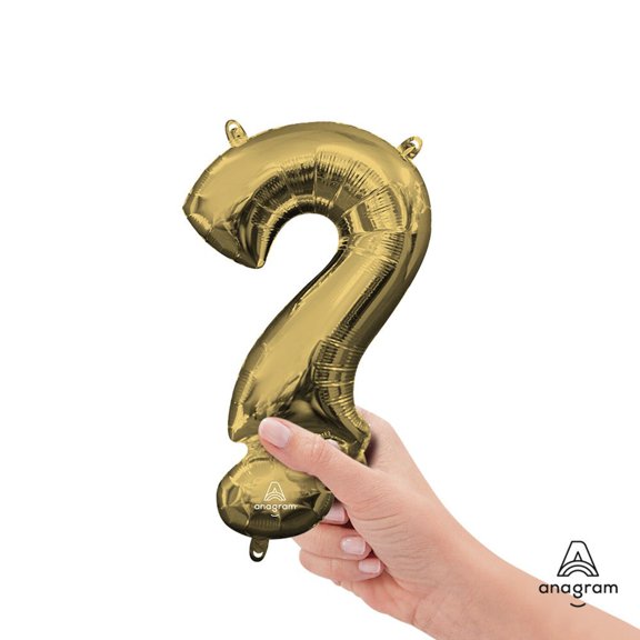 16 inch Symbol ? - Anagram - White Gold (Air-Fill Only) Foil Mylar Balloon - Party Supplies Decorations