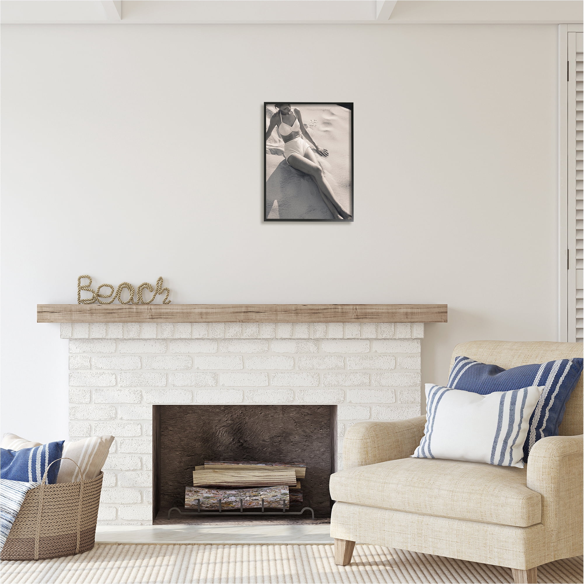 Stupell Industries Beach Fashion Photography Nature Photography Black Framed Art Print Wall Art, 16 x 20