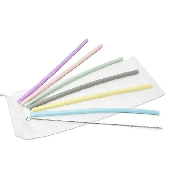 LIFKOME  6 PCS Cleaning Reusable Silicone Straw Set Durable
