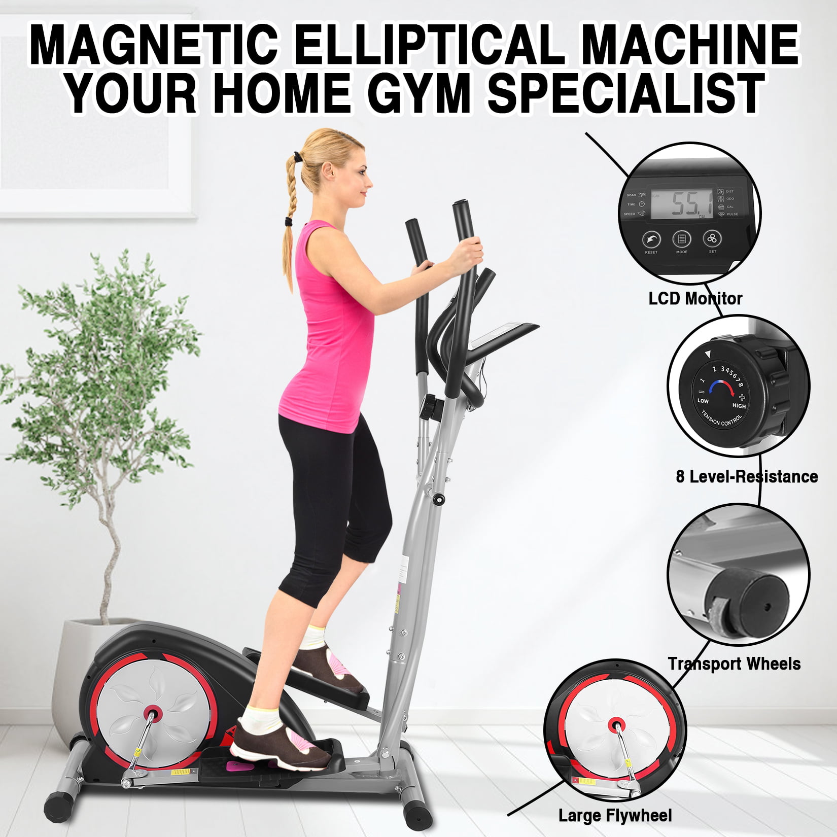 Details about   ANCHEER Magnetic Elliptical Exercise Fitness Training Machine Home Gym Cardio! 