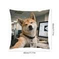 thumbnail image 3 of Funda de almohada decorativa | Lindo diseño de bordado de perro | Funda de almohada cuadrada para sofá, cama o sillón | Tela suave de pelo corto | Funda de almohada decorativa para el hogar, 3 of 6