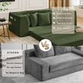 thumbnail image 6 of 82'' Boneless Loveseat Sleeper Sofa, Convertible Sofa Bed with Side Pocket Cup Holders, Corduroy Pull Out Floor Couch with 5 Pillows, Folding Mattress Couch for Small Spaces No Assembly (Green), 6 of 9