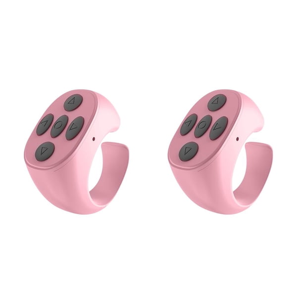 Monstrate Controlador de selfie de teléfono compatible con Bluetooth V5.3 Control remoto inalámbrico Anillo de teléfono móvil de viaje Botón Rosado 2piezas