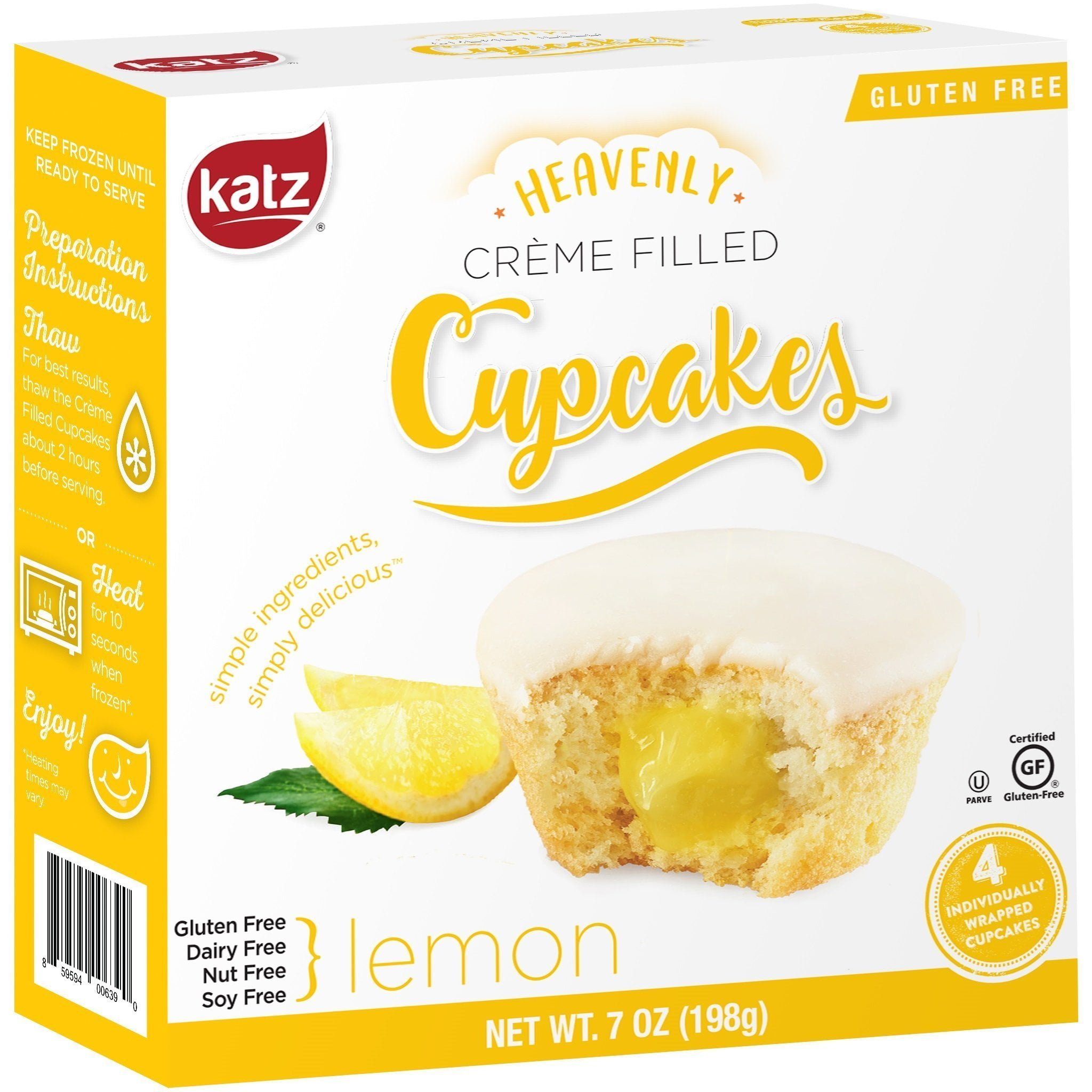 Katz Gluten Free Cupcakes Lemon Creme Filled (1 Pack of 4 Creme
