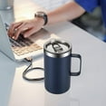 thumbnail image 3 of 20oz Insulated Coffee Mug with Lid, Stainless Steel Coffee Cup, Double Wall Vacuum Coffee Tumbler with Handle, Premium Thermal Travel Coffee Mug (Navy Blue), 3 of 4