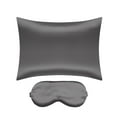 thumbnail image 1 of Funda de almohada de satén REGALWOVEN con cremallera oculta y máscara de sueño estándar gris oscuro, 1 of 6