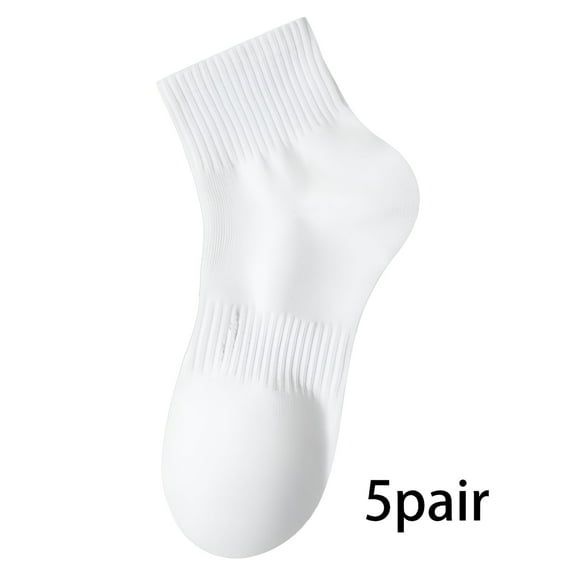 TELOLY 5Pairs Mens Ankle Socks9-13Mens Ankle Socks Size 9-11 Men's Socks ,White