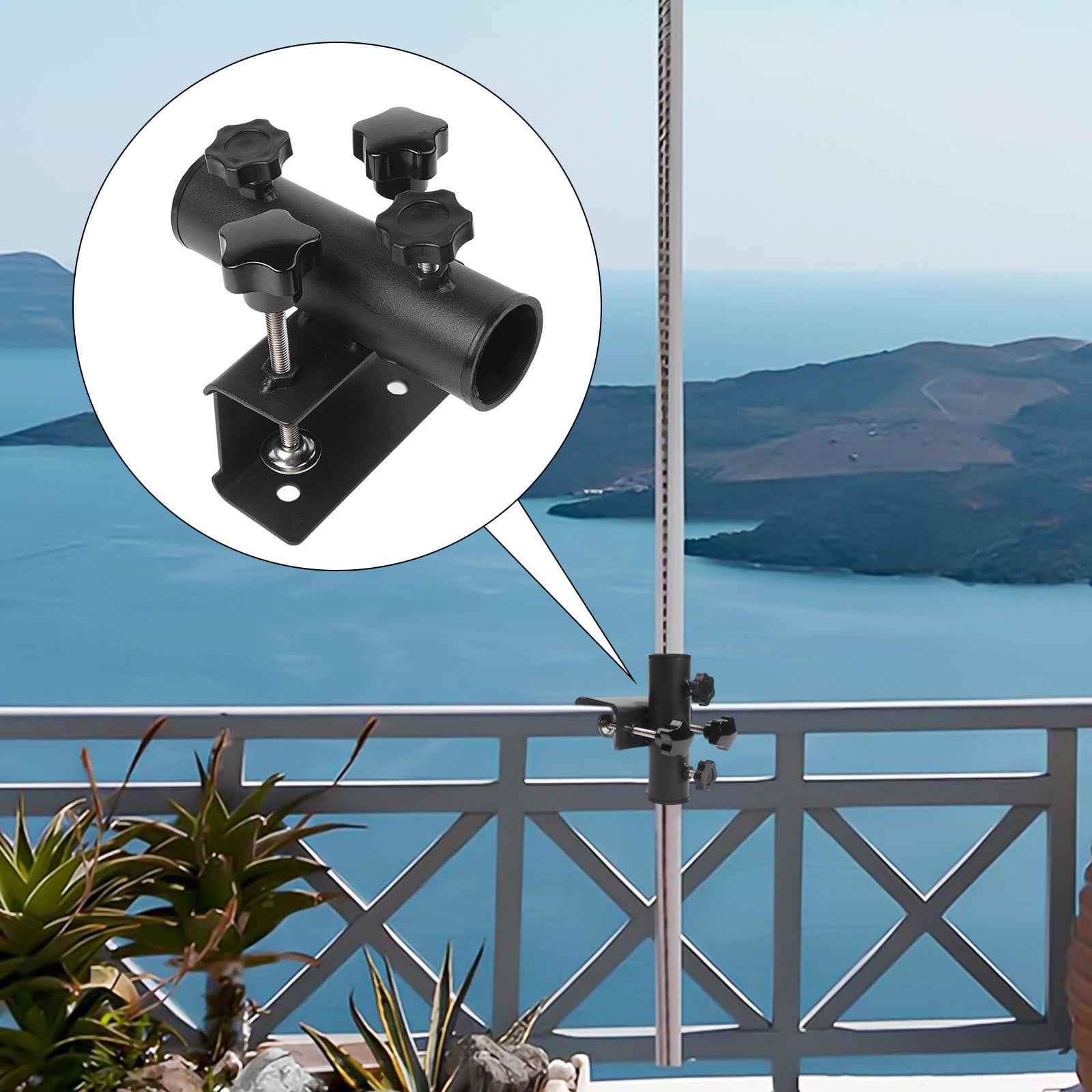 Balcony Umbrella Holder Clampdeck Umbrella Mount Adjustable Clamping Range 20-63Mm Deck Umbrella Stand For Beach Garden Pool