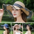 thumbnail image 4 of Sun Hat Color Block Bow Summer Korean Style Dome Hat Headwear, 4 of 10