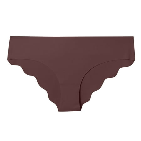 Womens Cotton Panties High Waist in Clearance Women Ice Silk Underwear Brief Seamless Thongs Soft Panty Low Rise Panties Sports Briefs New Coffee XL