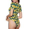 thumbnail image 3 of The Xecao Lemon Women's Crew Neck Body Suit, a short-sleeved bodysuit and basic swimsuit, both comfort and style for dating and daily life, 3 of 9