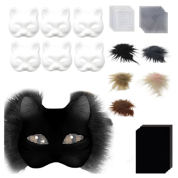Therian Mask Kit With Pre Felted Cat Mask Mask Making Kit Eye And Eye Meshes Include 5 Pcs Faux Mask Fur And Self B