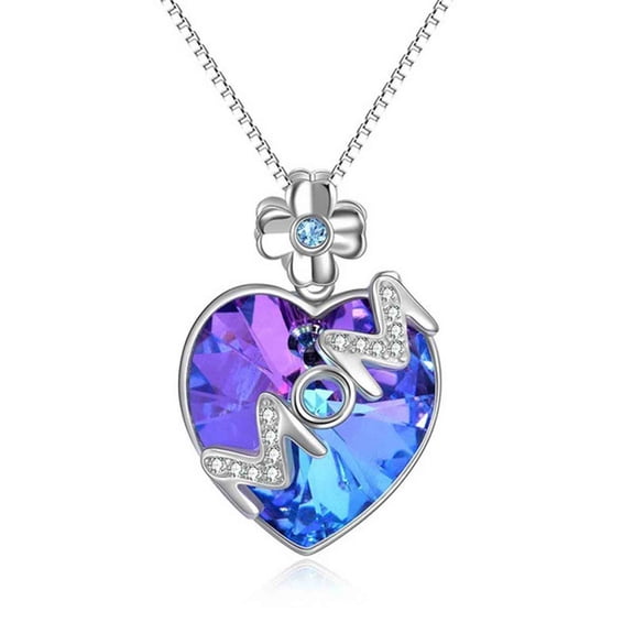 Mother's Day Necklaces for Women,Heart Shaped Love MOM Inlaid Pendant Two-tone Necklace,Mother's Day Gifts for Mom