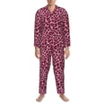 thumbnail image 3 of Fotbe Rose Leopard Print Pijama de Hombre con Estampado de Manga Larga, Conjunto de 2 Piezas, Ropa de Dormir Suave y Cómoda con Bolsillos-Medium, 3 of 7