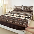 thumbnail image 3 of Homewish Rustic Cowgirl Cowboy Full Size Sheets, Vintage Brown Western Aztec Bed Sheets, Farmhouse Horse Shoes Sheet Sets, Luxury Bedroom Decor, 4 Pieces, 3 of 7