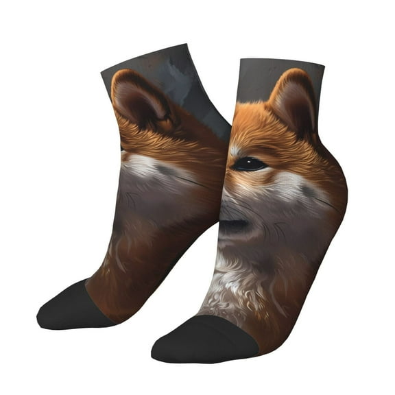Uemuo Regal Shiba Inu Printed Crew Socks, Moisture-Wicking Socks, Athletic Socks for Men Breathable Cushion Socks Casual Sport Socks for Running Traveling