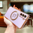 thumbnail image 5 of for Samsung Galaxy S21 FE 5G Magnetic Case Compatible with MagSafe Cute Rose Flower Case Luxury Plating Camera Lens Cover Shockproof Soft Bumper S21 FE Case 6.4" for Women Men (Purple), 5 of 11