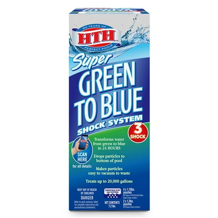 Chlor Free Shock - hth Pool Super Green to Blue Shock Treatment System, 7.2 lb