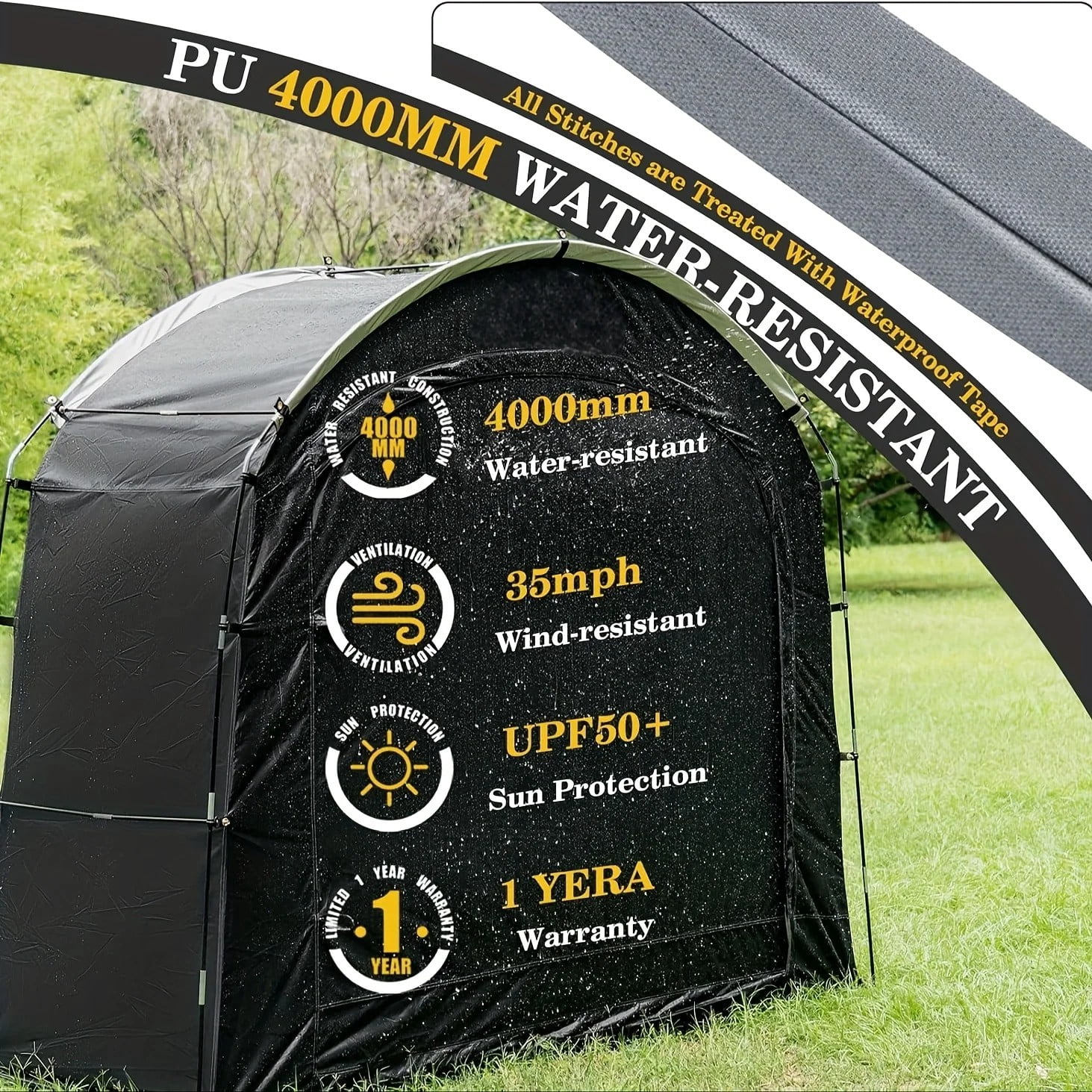 Upgrade and thicken waterproof bicycle storage tent, with 30% super ceiling space, anti storm and anti ultraviolet, universal for 2-5 bicycles, easy to install