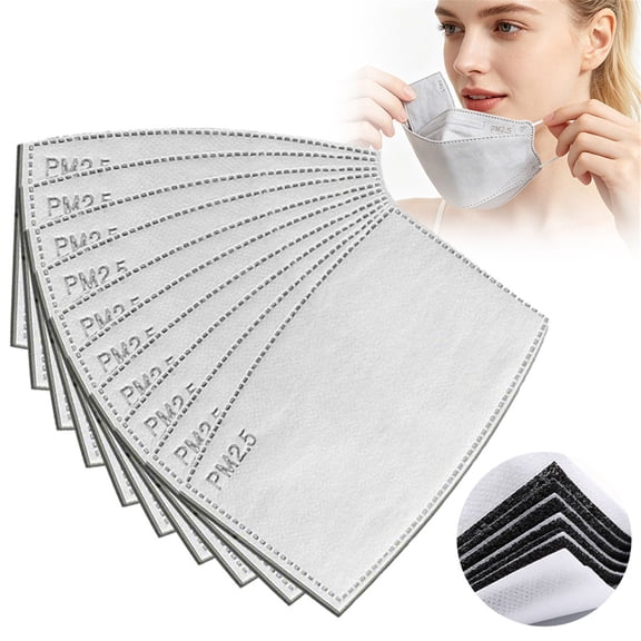 HomelyJoy 100Pcs Activated Carbon Filter Inserts, 5 Layer PM2.5 Replacement Mask Pads for Adult Reusable Cloth Face Masks, Disposable Breathable Liners