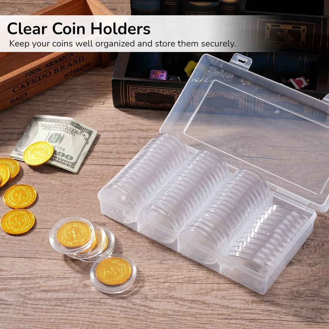 Coin Rond 3 25mm Coin Capsule, 200 Pack Clear Round Plastic Coin Container Capsule ...