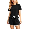 thumbnail image 2 of Asxite Girls Summer Outfits Casual Solid Short Sleeve Tee Drawstring Shorts Set 2 Piece 3-15 Y, 2 of 6