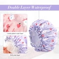 thumbnail image 4 of Gorros de ducha impermeables MACHAO para niños Rosa y Morado Talla Única 2 Piezas, 4 of 5
