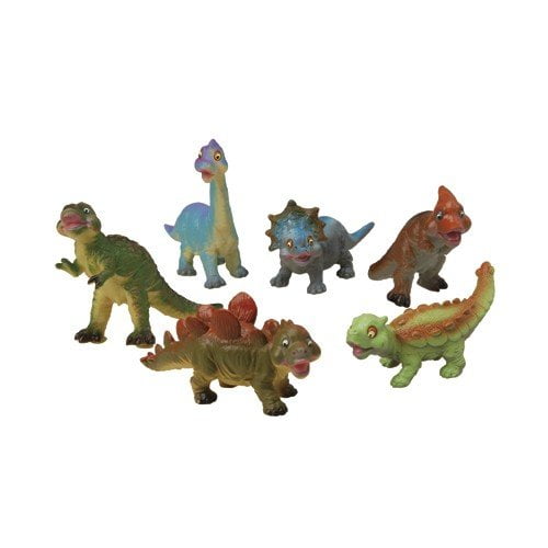 Constructive Playthings Ensemble de Dinosaures pour Tout-Petits, Jouets Dinos Doux et Compressibles pour Enfants