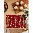 thumbnail image 3 of Christmas Red Snowman Placemats for Dinning Table Xmas Place Mat Set of 4 Waterproof Cloth Table Mats, Cotton Linen Place Mats Fabric Dinner Mat, Winter White Snowflake String Cute Funny Table Decor, 3 of 6