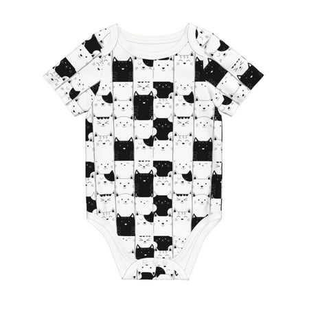 

Matuu Doodle Cute Cat for Baby Short-Sleeve Bodysuit Soft Cotton Comfortable and Breathable Perfect for Newborns and Infants