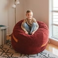 thumbnail image 4 of Big Joe Fuf 4Ft Foam Bean Bag Chair with Removable Cover for Kids, Teens, Deep Terracotta Corded Plush, Soft Polyester, 4 foot Large Reading and Gaming Seat, 4 of 6
