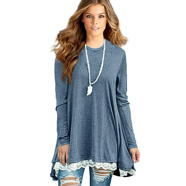 Sleeve Tunic Tops Shirt Clothing Neck Womens Plus Size Tunic Blouses Tops - Walmart.com
