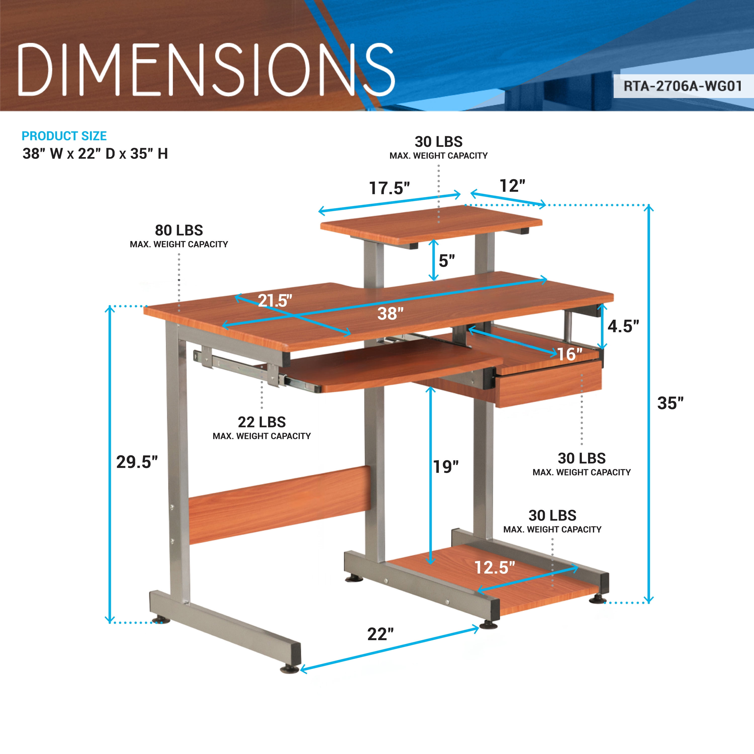 Woodgrain Complete Computer Workstation Desk, Moisture Resistant MDF Writing Table with Pullout Keyboard Tray, CPU Shelf & Storage Drawer, Scratch-Proof Steel Frame for Home Office