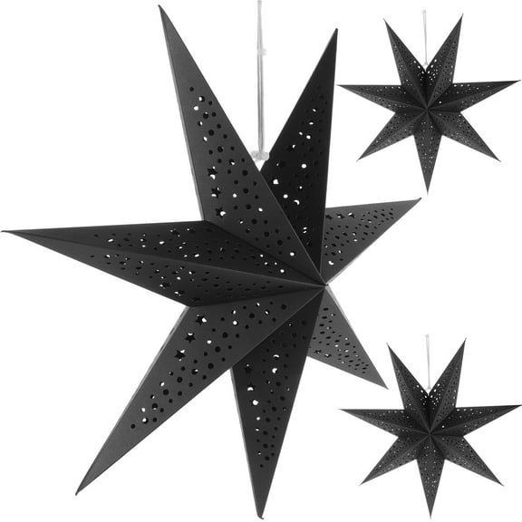 Mobestech 3pcs Star Lamp Shade Black Paper Hanging Lampshade for Home Decoration
