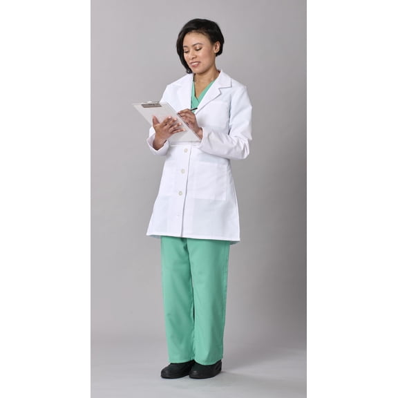 Medline Propel Staff Length Lab Coat, Women's, White, 80/20, L