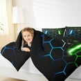 thumbnail image 4 of jejeloiu Game Console Bedding Comforter Set,Gamer Gaming Twin Comforter Sets,Blue Green Hexagon Bedding Set For Boys,Breathable Bedroom Decorative Reversible,2pcs, 4 of 8