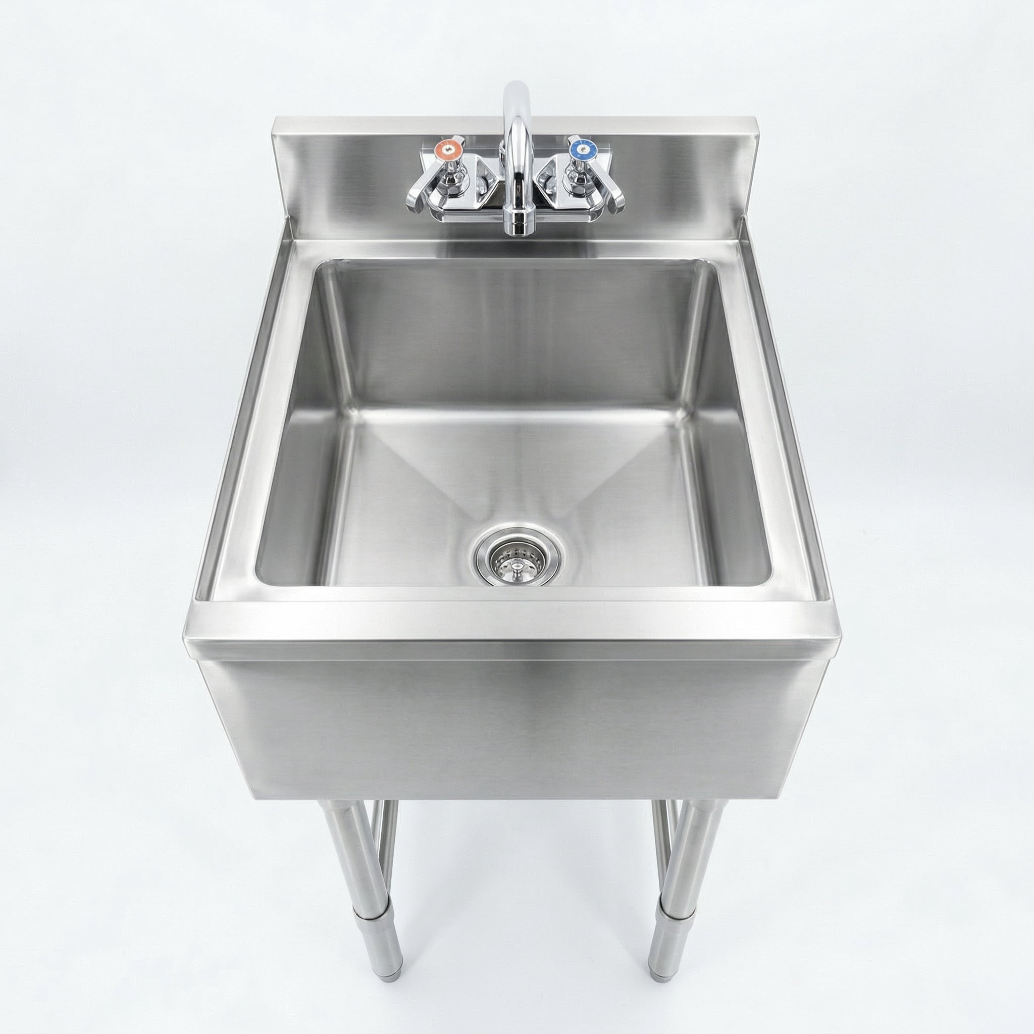 AmGood Commercial Underbar Hand Sink 18.5 in. x 15 in. x 30 in. Stainless Steel with Backsplash Faucet Included NSF, Single Bowl Bar Prep Sink