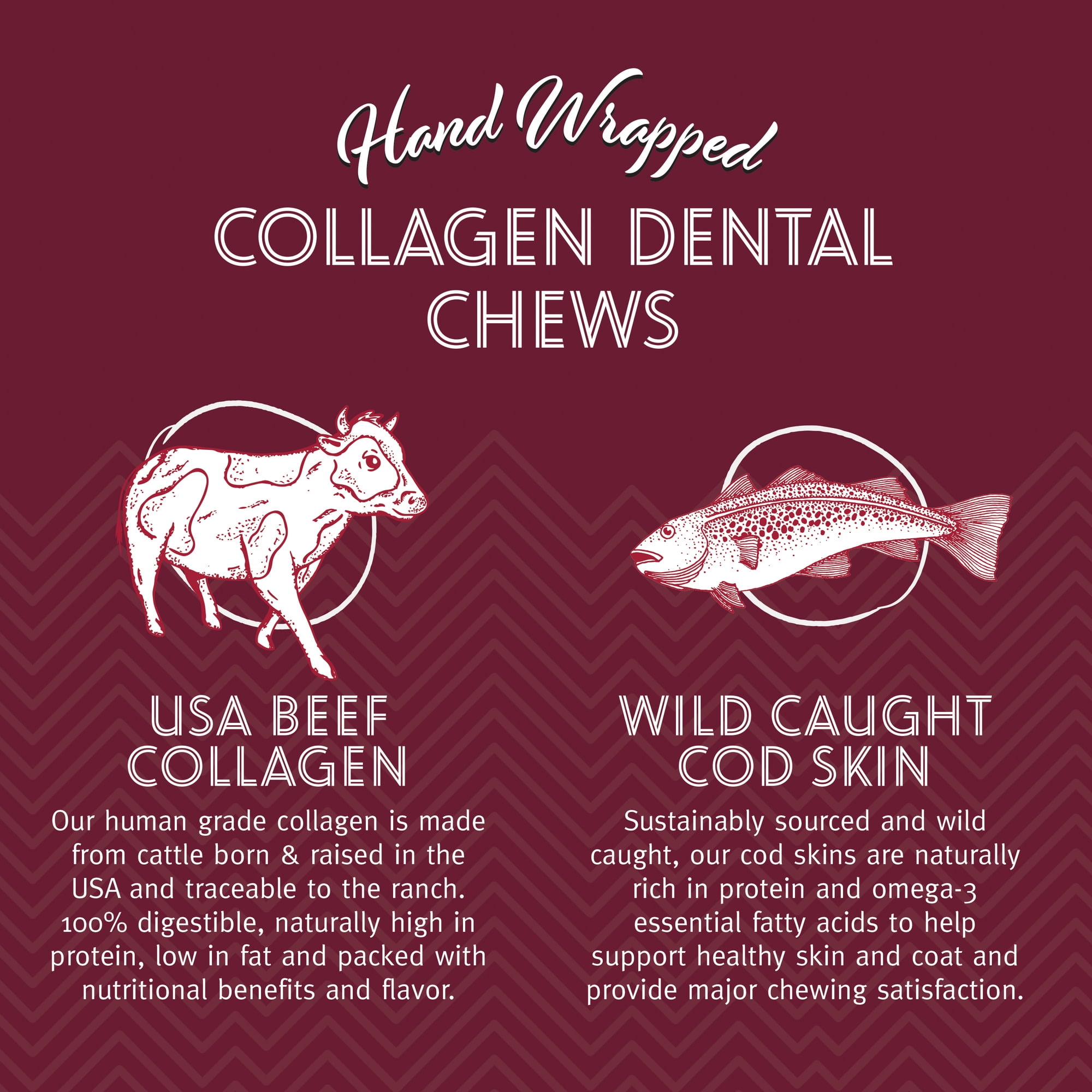 Icelandic+ Collagen Dental Chew: Beef & Cod Skin - 18 Pack - 8" Dog Treat Stick, Hand-Wrapped Fish, 2 Ingredient Pet Snack, Dental Rawhide Alternative