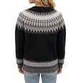 thumbnail image 4 of JUUNthy Womens Cardigan Sweater, Crew Neck Button Down Long Sleeve Vintage Floral Knit Casual Outwear Black 2XL, 4 of 12